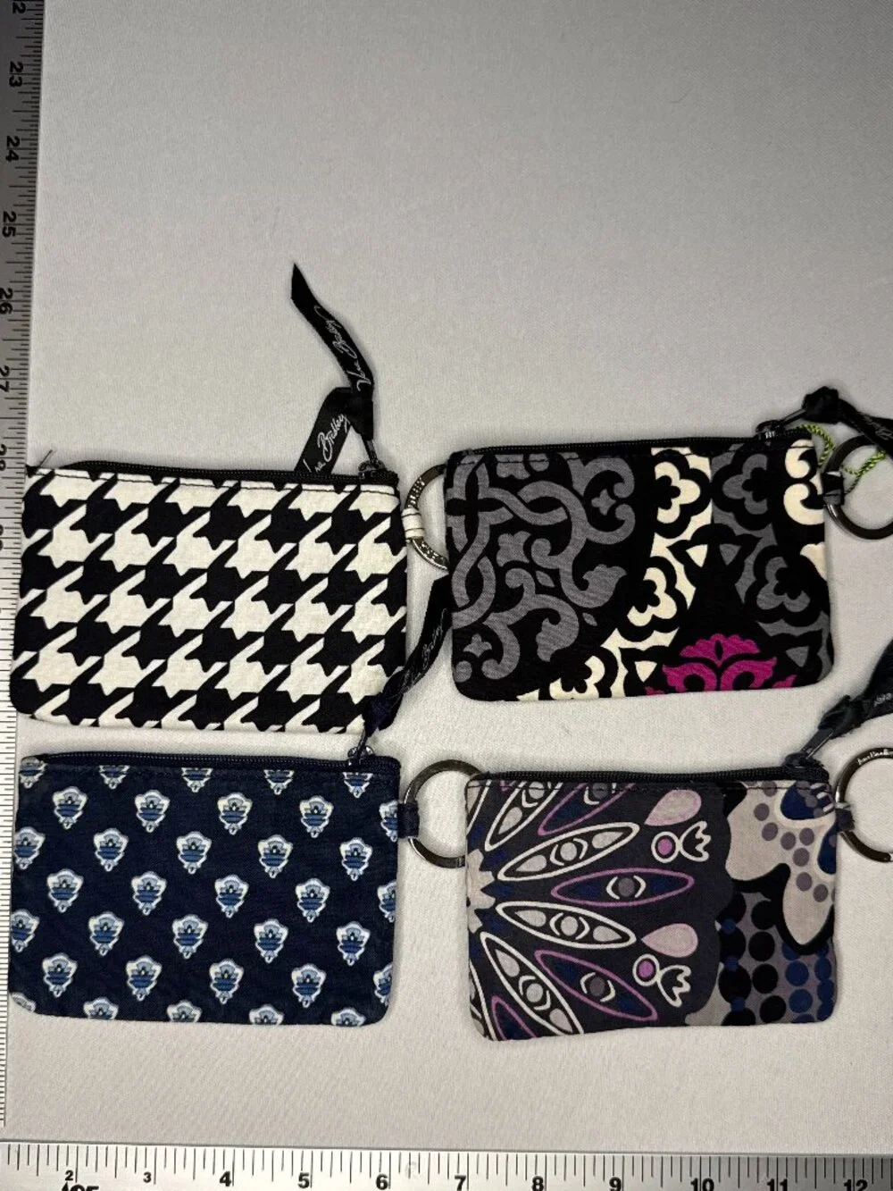 Vera Bradley Zip ID Case Lot of 4 Houndstooth Canterberry Nantucket Navy Mimosa - Picture 3 of 9